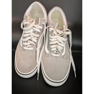 Vans Old Skool Low Top Sneakers Gray White Suede Canvas Skate Shoes Women 10.5
